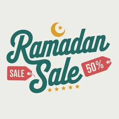 Vector Illustration sign Ramadan Sale lettering.