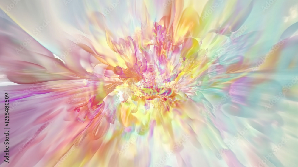 Poster vibrant abstract swirl of colors with fluid forms creating a dreamy atmosphere in a soft backdrop