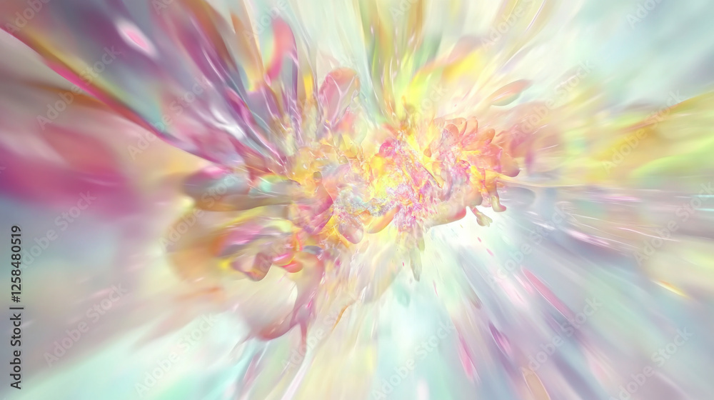 Poster vibrant abstract swirl of colors with fluid forms creating a dreamy atmosphere in a soft backdrop
