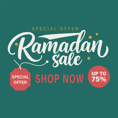 Vector Illustration sign Ramadan Sale lettering.