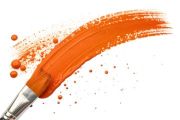 Artistic Orange Brush Strokes and Splashes on transparent Background