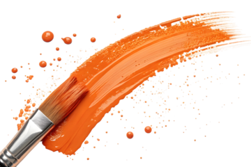Artistic Orange Brush Strokes and Splashes on transparent Background