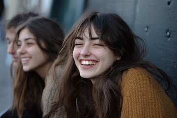 A group of friends laughing together, capturing the joy and camaraderie of youthful companionship