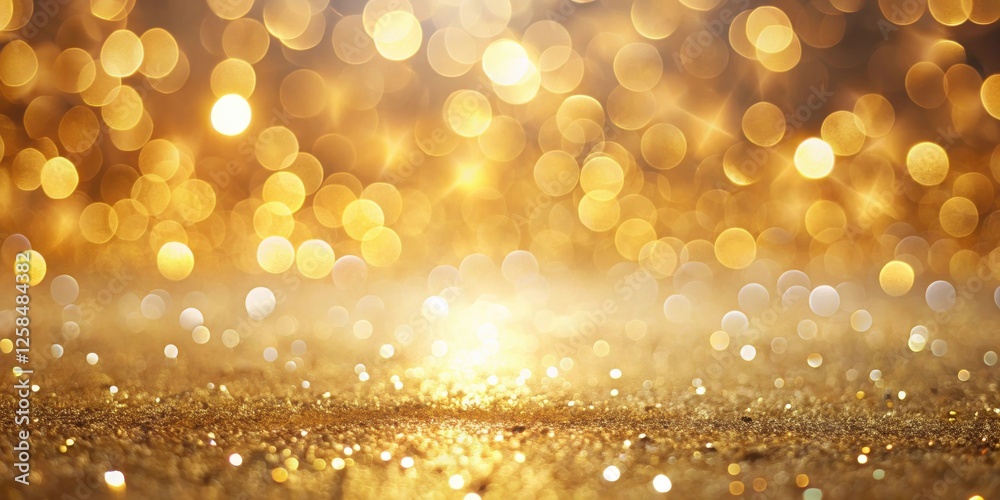 Aufkleber golden glitter background with sparkling lights and bokeh