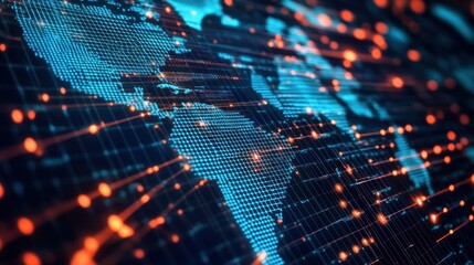Obraz premium Global network connection, digital world map. (3)