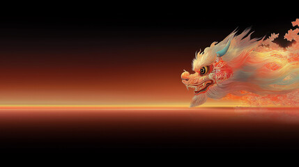 Obraz premium Fiery Dragon Ascendant: A mythical dragon, ablaze with fire and power, takes flight against a fiery red horizon. Its eyes gleam with ancient wisdom and power. 