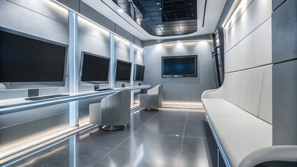 Elegant futuristic office space with ambient led