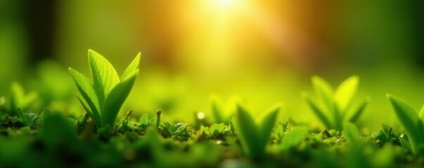 tender green shoots stretch towards the warm sunlight , leaves, foliage, new beginnings