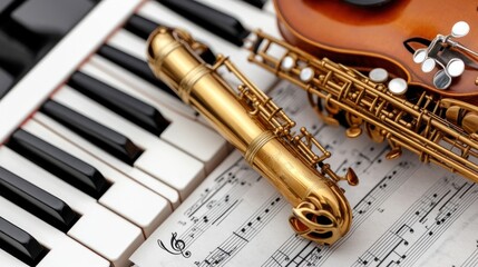 Golden Saxophone Violin Piano Sheet Music Classic Ensemble