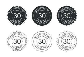 Advertising 30 years warranty badge, Warranty logo icon sign