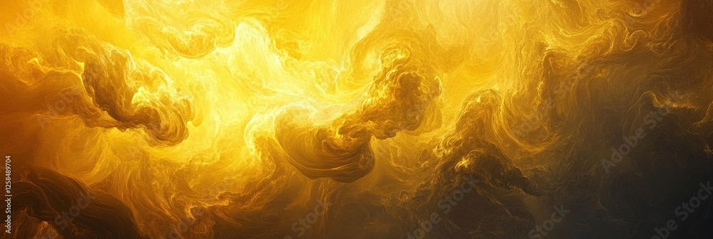 Poster swirling yellow and gray clouds of ethereal venus atmosphere illuminated by glowing sunlight. genera