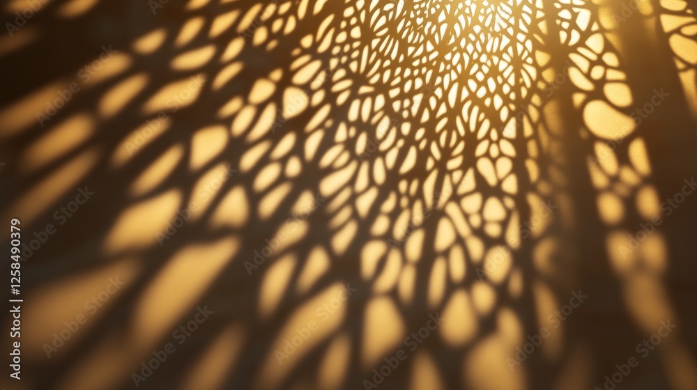 Poster Soft light filters through, casting delicate arabesque patterns across the surface, creating an inviting ambiance filled with intricate artistry