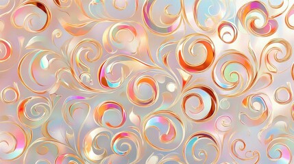 Fototapeta premium Intricate glossy swirls and ornate floral design seamless texture