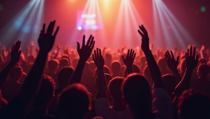 Special worship moment with raised hands for Church Conference promotion