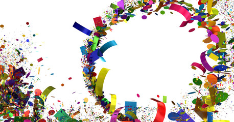 Abstract background with colorful confetti and sparkles falling on a white background. Perfect for celebration, party, or festive designs.