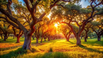 Store enrouleur  Algarve Cork Oak Orchard: Sun-Drenched Trees & Golden Light Stock Photo  © prapatsorn