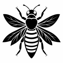 Bee vector silhouette black design white background