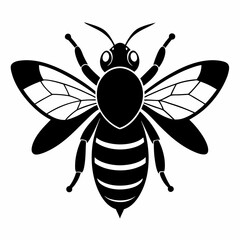 Bee vector silhouette black design white background