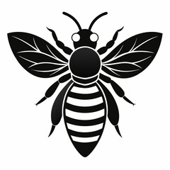 Bee vector silhouette black design white background