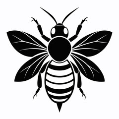 Bee vector silhouette black design white background
