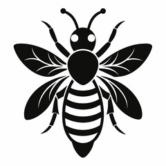 Bee vector silhouette black design white background