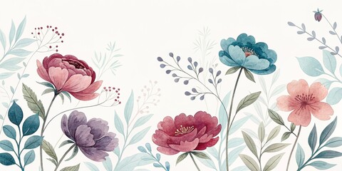 Minimalist watercolor flower background
