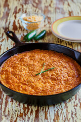 Mexican style cornbread made with jalapeno and cheddar cheese
