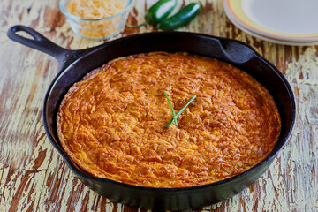 Mexican style cornbread made with jalapeno and cheddar cheese