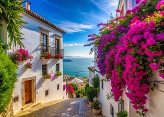 Fototapeta premium Altea, Spain: Double Exposure of Coastal Charm and Mediterranean Sun