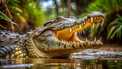 Obraz premium American Crocodile, Open Mouth, Wildlife, Florida Everglades, Reptile