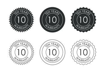 Advertising 10 years warranty badge, Warranty logo icon sign
