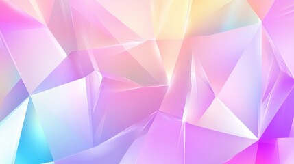 Iridescent multifaceted geometric shapes in pastel gradient hues
