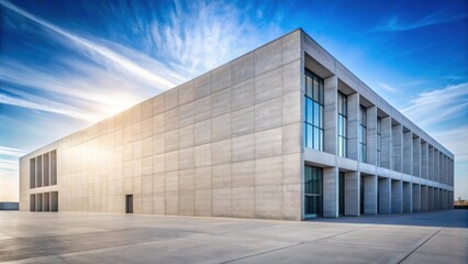 Obraz premium Modern Concrete Building Exterior Architectural Design Under a Blue Sky