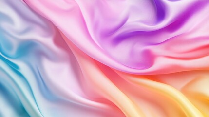 Iridescent Silk Fabric Texture with Flowing Pastel Rainbow Shades