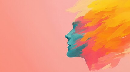 Abstract portrait of a woman, vibrant colors and bold brushstrokes create a powerful visual statement.