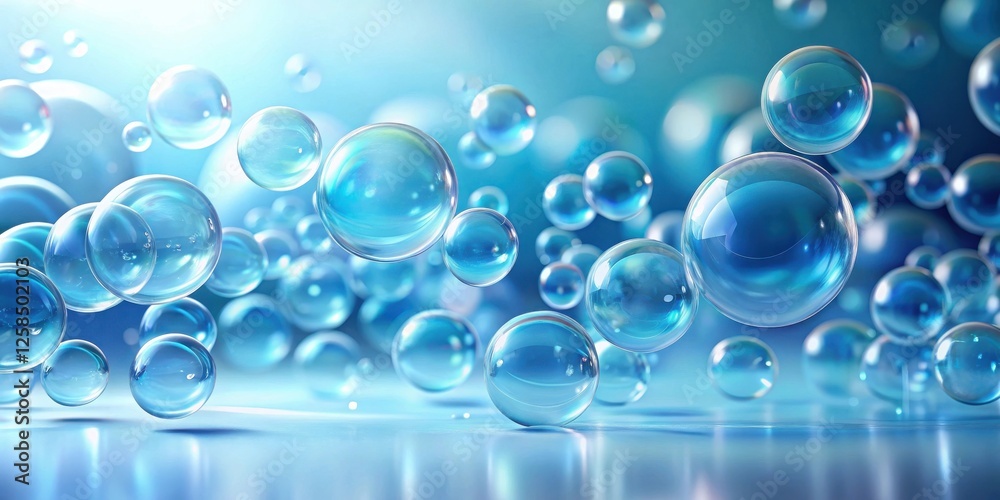 Poster Abstract image of translucent spheres floating on a reflective surface