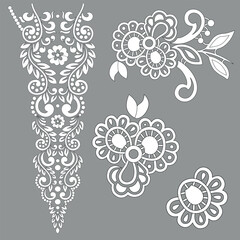 Set of vector lace floral elements