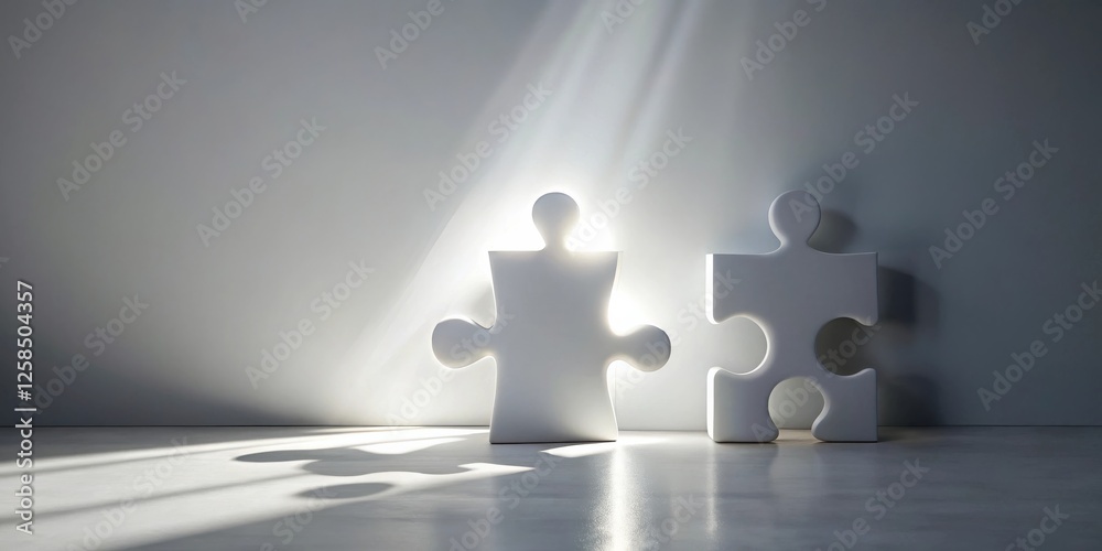 Poster Illuminated Puzzle Pieces Symbolize Connection and Problem Solving