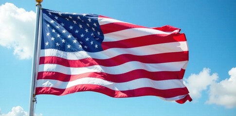 Fototapeta premium Vertical American flag waving in wind , flag, American flag, waving