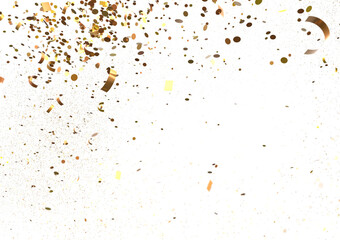 Joyful Deluge: Brilliant 3D Illustration Showcasing an Overflow of gold Confetti