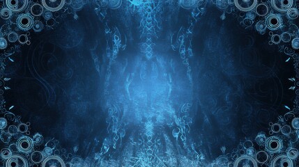 Obraz premium Mysterious Blue background with intricate patterns, perfect for design and banner templates. Featuring a dark theme with complex minimalist motifs and a captivating, enigmatic backdrop.