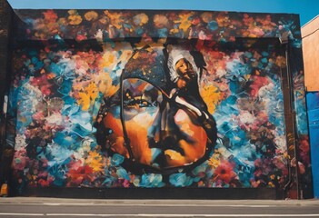 Colorful Street Art Mural on Urban Wall