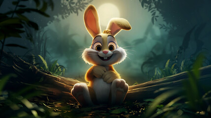 Adorable Easter Bunny in Enchanted Jungle 3D Hyper Realistic Magical & Cinematic