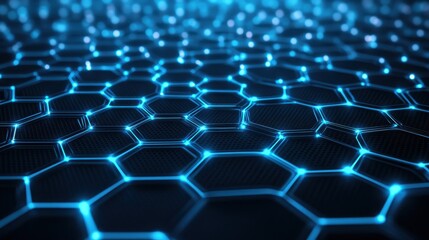 Naklejka premium Luminous Hexagonal Network, Advanced Technology and Interconnectivity