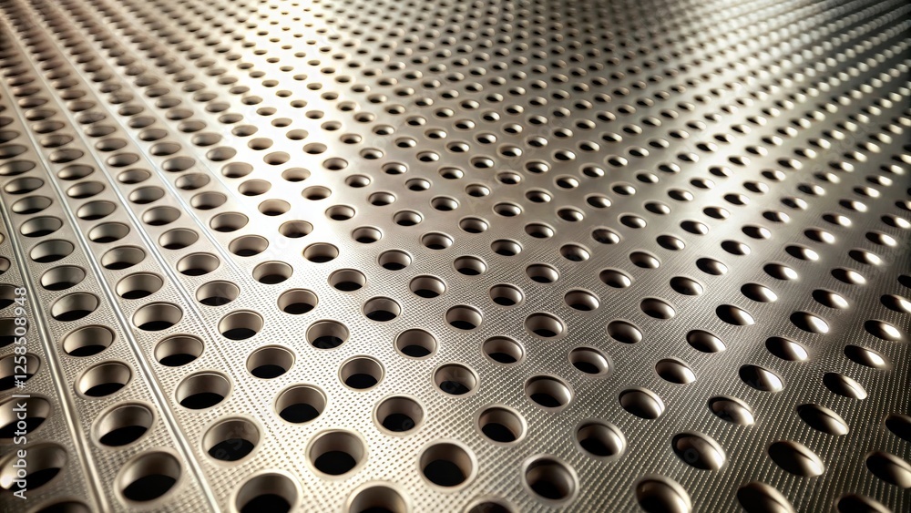 Leinwandbilder abstract metallic perforated surface with repeating circular holes and a subtle perspective