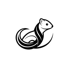 A sleek logo featuring a playful ferret