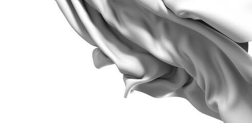 Close-up of a white fabric drape with soft folds and textures, perfect for background or overlay design elements.