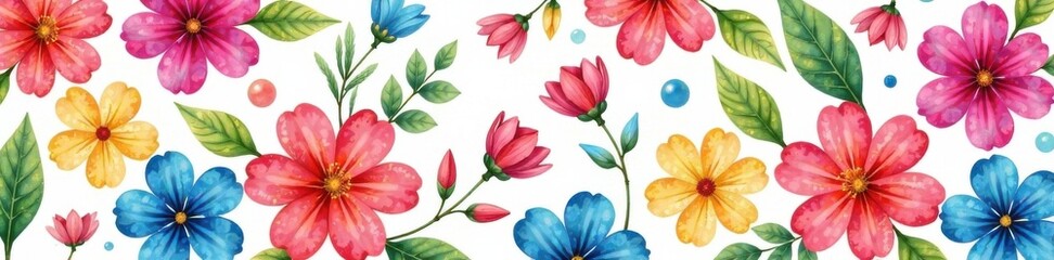 Vibrant floral pattern with colorful watercolor blooms , flower, nature, watercolor