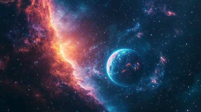 Set of planetarium banner templates. Cartoon vector illustration of alien planets glowing with neon craters against starry dark sky background. Space galaxy exploration, astronomy science event promo