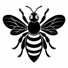 Bee vector silhouette black design white background